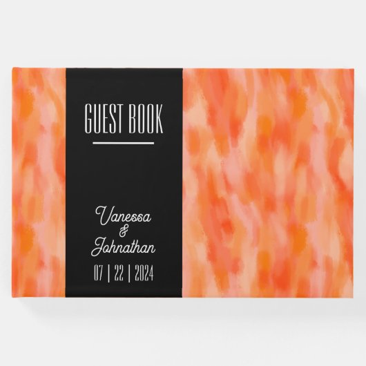 Modern eenvoudig Peach Bruiloft gastenboek (Voorkant)