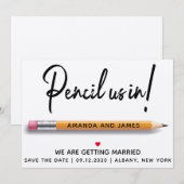 Modern eenvoudig potlood is in karton save the date (Voorkant / Achterkant)