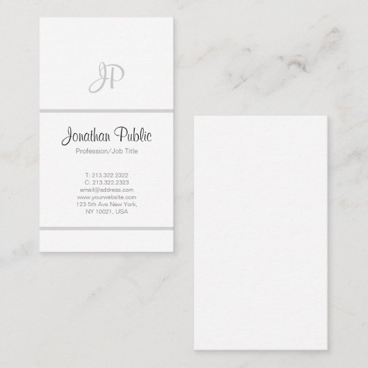 Modern Eenvoudig Professioneel Elegant Monogram Wi Visitekaartje (Voorkant / Achterkant)