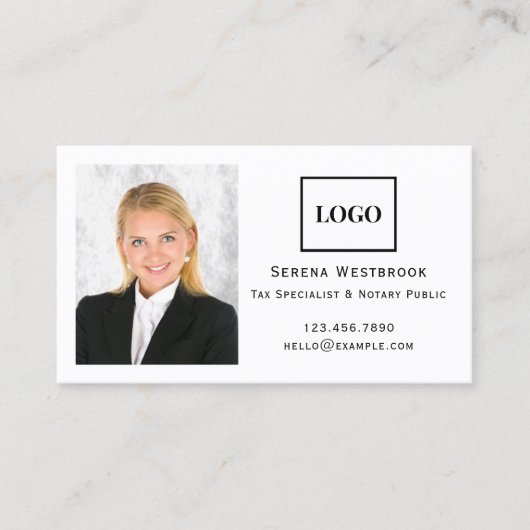 Modern Eenvoudig Professioneel Fotologo en QR-code Visitekaartje (Voorkant)