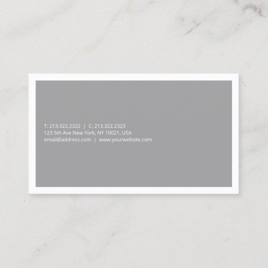 Modern Eenvoudig Professioneel Koel Grijs Wit Tren Visitekaartje (Achterkant)