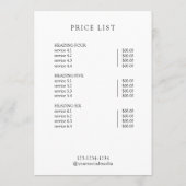 Modern Eenvoudig Professioneel Logo Menu Prijslijs (Achterkant)