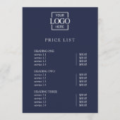 Modern Eenvoudig Professioneel Logo Menu Prijslijs (Voorkant)