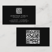Modern Eenvoudig Professioneel QR Code Zwart en Wi Visitekaartje (Voorkant / Achterkant)