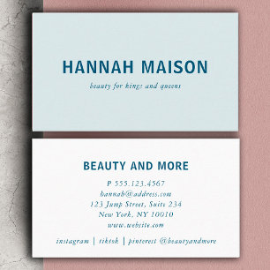 Modern, eenvoudig, professioneel, salon, blauw visitekaartje
