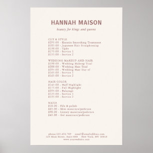 Modern Eenvoudig, Professioneel, Salon, Prijslijst Poster