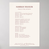 Modern eenvoudig, professioneel, salon, prijslijst poster (Voorkant)