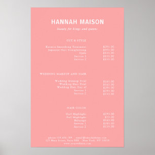 Modern eenvoudig, professioneel, salon, prijslijst poster