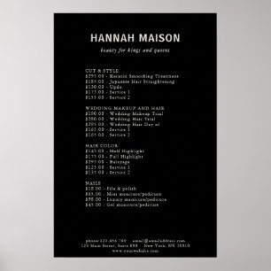 Modern eenvoudig, professioneel, salon, prijslijst poster