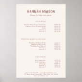 Modern Eenvoudig, Professioneel, Salon, Prijslijst Poster (Voorkant)