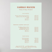 Modern Eenvoudig, Professioneel, Salon, Prijslijst Poster (Voorkant)