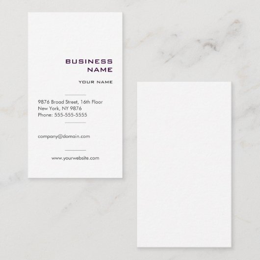 Modern eenvoudig professioneel Visitekaartje (Voorkant / Achterkant)