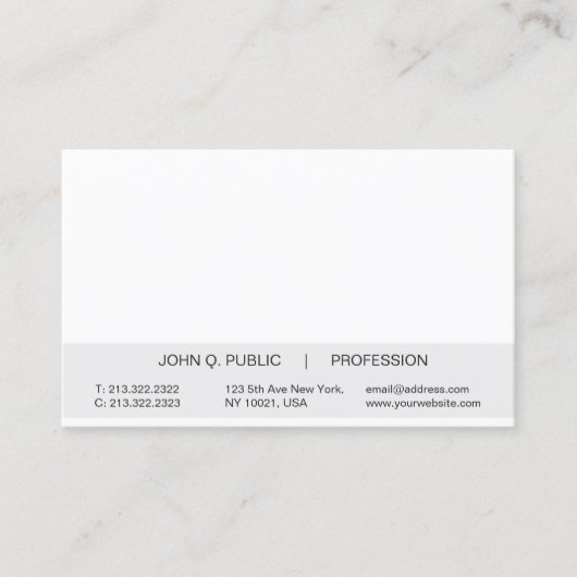 Modern Eenvoudig Professioneel Wit en Grijs Glanze Visitekaartje (Voorkant)