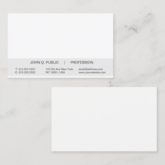 Modern Eenvoudig Professioneel Wit en Grijs Glanze Visitekaartje (Voorkant / Achterkant)