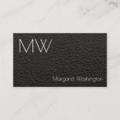 Modern Eenvoudig Professioneel Zwart Leer Minimaal Visitekaartje (Voorkant)