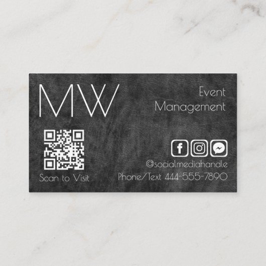 Modern Eenvoudig Professioneel Zwart Leer Minimaal Visitekaartje (Achterkant)