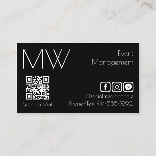 Modern Eenvoudig Professioneel Zwart Wit Minimalis Visitekaartje (Achterkant)