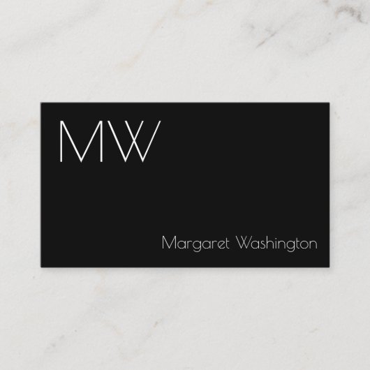Modern Eenvoudig Professioneel Zwart Wit Minimalis Visitekaartje (Voorkant)