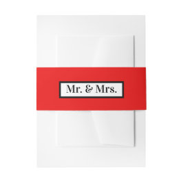 Modern Eenvoudig Retro Red Mr + Mrs Uitnodigingen Wikkel