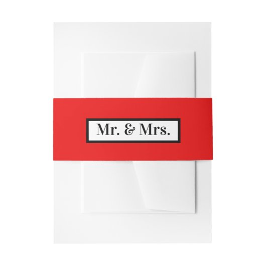 Modern Eenvoudig Retro Red Mr + Mrs Uitnodigingen Wikkel (Voorkant Voorbeeld)