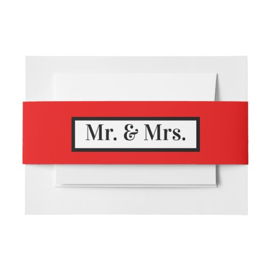 Modern Eenvoudig Retro Red Mr + Mrs Uitnodigingen Wikkel (Voorkant Voorbeeld)
