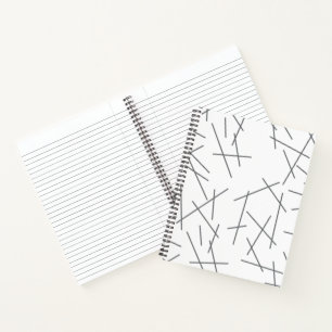 Modern, eenvoudig, rommelig grafisch lijnpatroon notitieboek