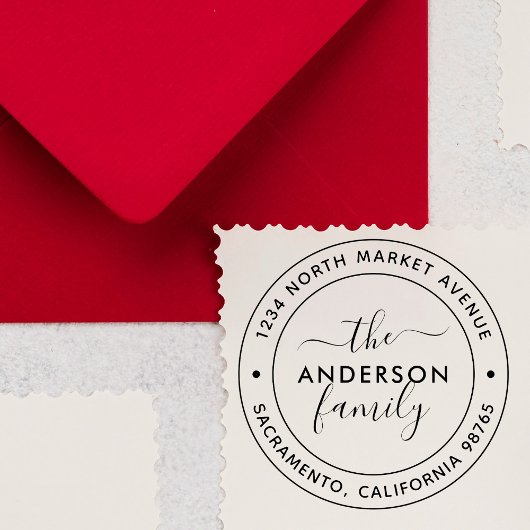 Modern eenvoudig rond script familie retour adres zelfinktende stempel