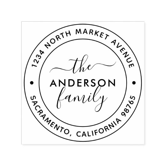 Modern eenvoudig rond script familie retour adres zelfinktende stempel (Design)