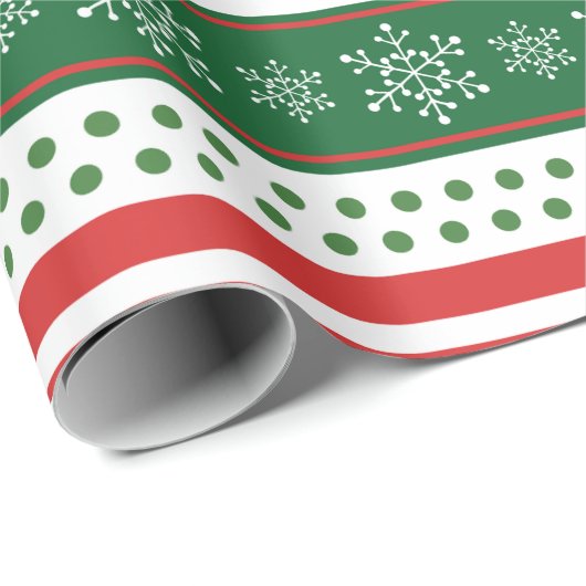 Modern Eenvoudig Rood en Groen Strepen Kerstmis Cadeaupapier (Rol Hoek)