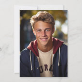 Modern eenvoudig rood foto Afstuderen Aankondiging (Achterkant)