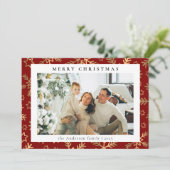 Modern eenvoudig rood goud | Familiefoto Kerstmis Feestdagenkaart (Staand voorkant)