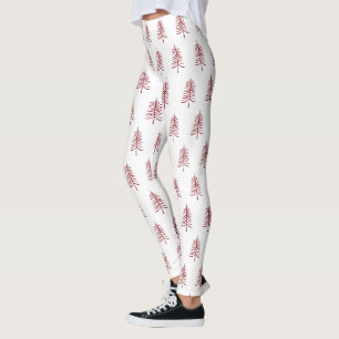 Modern eenvoudig rood kerstboompatroon leggings