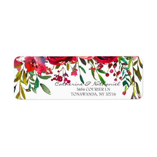 Modern Eenvoudig Rood Rose Bruiloft Label (Voorkant)