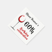 Modern Eenvoudig Rood Wijnglas 60e Verjaardagsfees Servet (Hoek)