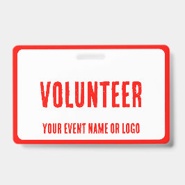 Modern Eenvoudig Rood Wit Vrijwilliger Evenement Badge