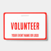 Modern Eenvoudig Rood Wit Vrijwilliger Evenement Badge (Back)