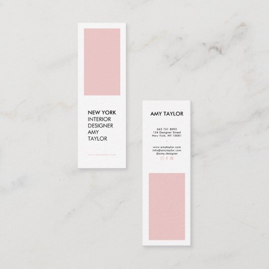 Modern eenvoudig roos roze sierlijke minimal desig mini visitekaartje (Voorkant / Achterkant)