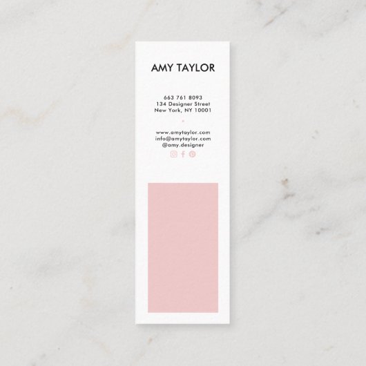 Modern eenvoudig roos roze sierlijke minimal desig mini visitekaartje (Achterkant)