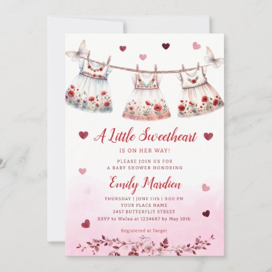 Modern Eenvoudig roze Boho Kleding Meisje Baby sho Kaart (Voorkant)