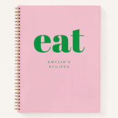 Modern Eenvoudig Roze en Groen Custom Blank Recept Notitieboek (Voorkant)