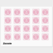 Modern Eenvoudig Roze Gingham Baby shower Dank u Vierkante Sticker (Vel)