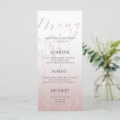 Modern Eenvoudig Roze Gouden Trouwdiner Menu (Staand voorkant)