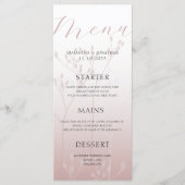 Modern Eenvoudig Roze Gouden Trouwdiner Menu (Voorkant)