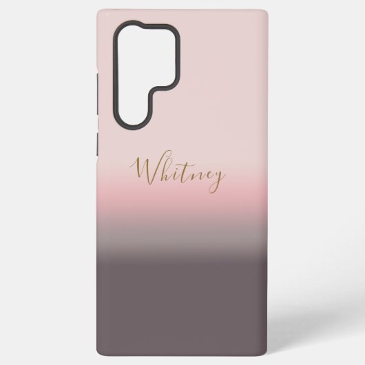 Modern Eenvoudig Roze Paarse en Gouden Monogram Samsung Galaxy Hoesje (Achterkant)