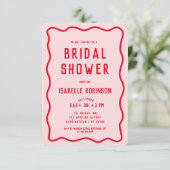 Modern Eenvoudig Roze Rood Squiggle Wavy Vrijgezel Kaart (Staand voorkant)