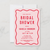 Modern Eenvoudig Roze Rood Squiggle Wavy Vrijgezel Kaart (Voorkant)