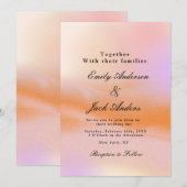 Modern eenvoudig Roze Sinaasappel Retro Huwelijksu Save The Date (Voorkant / Achterkant)