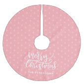 Modern Eenvoudig Roze Vrolijk Kerstmis Naam Kerstboom Rok (Voorkant)