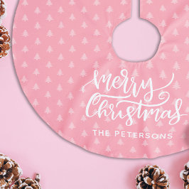 Modern Eenvoudig Roze Vrolijk Kerstmis Naam Kerstboom Rok