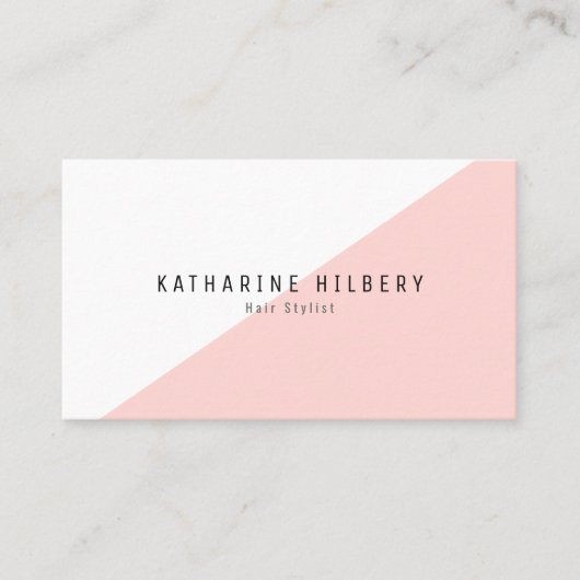 Modern eenvoudig roze wit blok Visitekaartje (Voorkant)